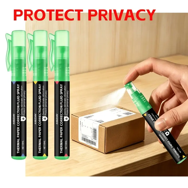 10ML Eraser Spray Pen, Thermal Paper Reliable Correction Fluid, Quick Data Protection, Personal Information Privacy Correction, Portable Compact Lightweight Fast Tool, Mistakes, Office Stationery