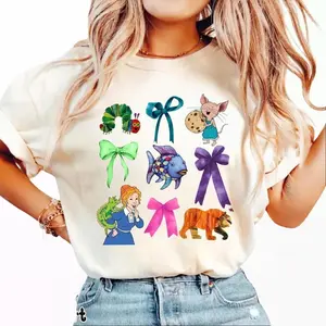 Children's Books Character Coquette Bows Shirt, Children's Books T-Shirt, Funny School Shirt, Kindergarten Teacher Tee, Friends Shirt O