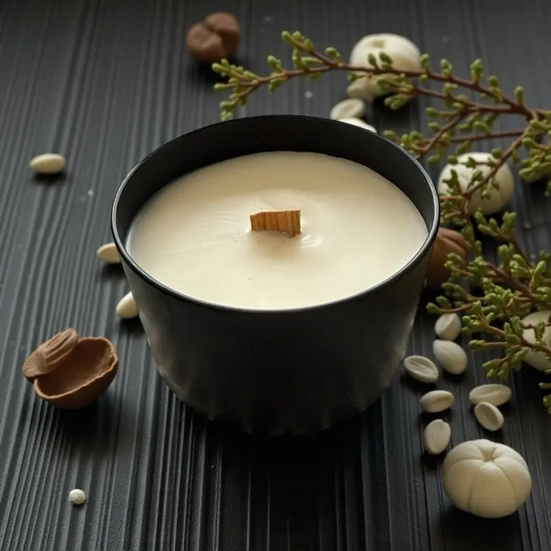 Natural Soy Coconut Blend Floral Candle Jasmine Iris Musk Crackling Wood Wick Modern Matte Black Vessel Luxe Scent