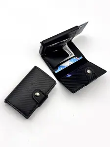 RFID Blocking Carbon Fiber Wallet Slim Mens Card Holder Metal Case Large Capacity for Credit Cards Ids Minimalist Wallets RFID Protected Wallet Minimalistic Rfid Wallet