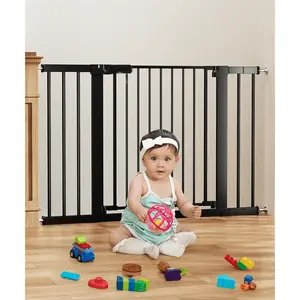 29.5-46''Extra Wide Baby Gate Stairway and Hallway with Pressure Mounted, Black