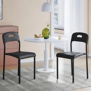 Garvee Dining Chairs,Plastic Stackable Kitchen Chair,Metal Legs,Easy Assembly, Ergonomic Back