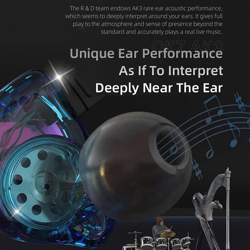 AK3 Wired Earphone In-ear Design with Microphone HiFi Heavy Bass Noise Cancelling for Esports Gaming Live Streaming  Audio Electronic Headset