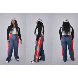 Side Stripe Denim Statement Pants