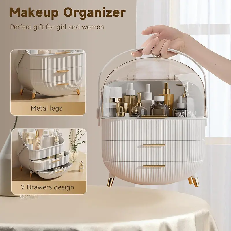 Multi-Functional Makeup Storage Box, 3-Layer Partition Storage, Say Goodbye to The Messy Storage of Cosmetics, Skin Care Products, Jewelry on The Dressing Table. Bathroom Storage - Essential for Home Storage, Christmas Gifts Organiser