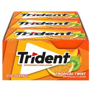 Trident Tropical Twist Sugar Free Gum, 14 Count (Pack of 12) (168 Total Pieces) Trident Tropical Twist Sugar Free Gum, 14 Count (Pack of 12) (168 Total Pieces)