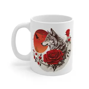 Wolf Sublimation Graphic Ceramic Mug 11oz Perfect For Coffee, Tea and Hot Chocolate-97578420 1
