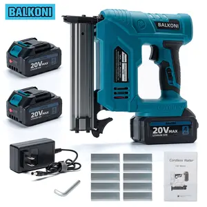 BALKONI 18 Gauge Cordless Electric Nail Gun F32 MAX Nails 2x20V MAX Li-ion Batteries Charger 1000 Nails Included High Performance for Home Projects Power Tools Heavy Duty Hardware Tool Box Kit Portable