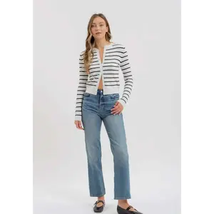 Stripe Button Down Long Sleeve Knit Cardigan