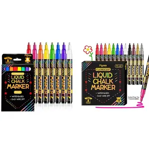 12 Colors Liquid Powder Markers for Blackboard, 1.0mm Broad Tip, Erasable Dry Ink Pens, Ideal for Whiteboards, Windows, Glass, Car Windows, Highlighter Marker