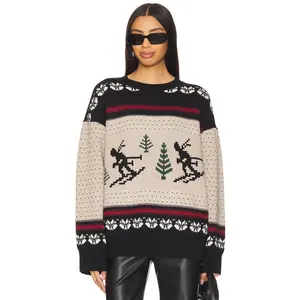 Lovers and Friends Theo Fairisle Sweater in Brown & Camel Multi