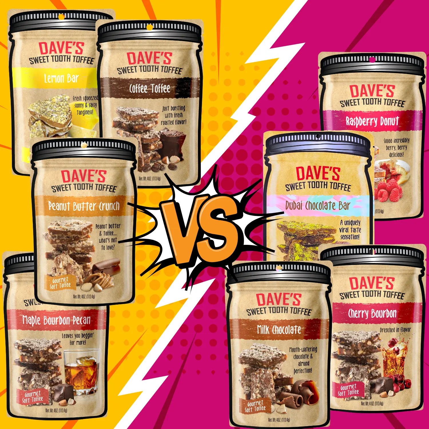 Dave's Sweet Tooth Staff Picks - Toffee 4 packs! Dave's Sweet Tooth Staff Picks - Toffee 4 packs!
