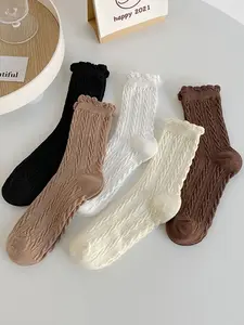 Women's Ruffled Socks Set, Striped Pleated Design, Multiple Colors Available, Comfortable Fashion, Perfect Daily Wear Choice