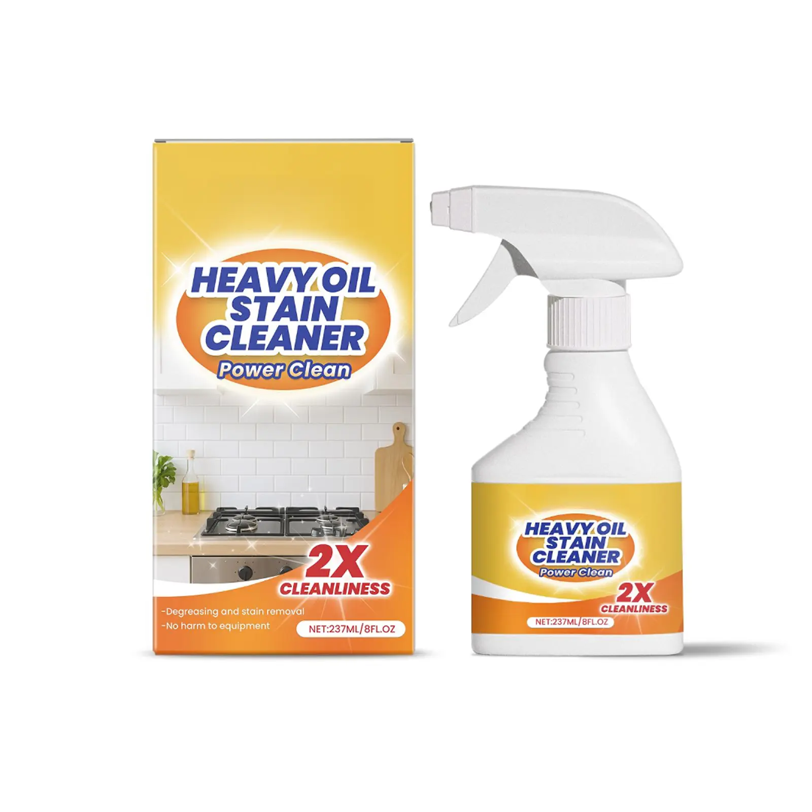 No Scrub Foaming Heavy Duty Kitchen Degreaser, Enzyme Formula Grease Remover Cleaner For Stove, Range Hood, Oven, Countertop & Cooking Burn Marks, Household Multi Surface Kitchen Oil Stain Cleaner