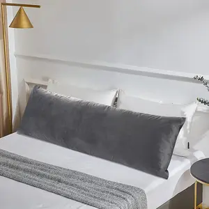 HIG Supportive Full Body Pillow for Sleeping, Decorative Large Body Pillow Insert with Removable Velvet Cover, Cuddly Long Bed Pillow 20" x 54"