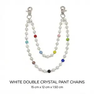 1pc Fashion Street Hip-Hop Pants Chain Handmade Ceramic Rhinestone Ball Waist Chain Unisex Body Chain Accessory For Daily Wear Multicolor Iron Alloy Non-Stretch