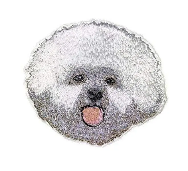 Bichon Frise Dog Face Embroidered Patch (4" x 3.8") | Iron-On or Sew-On | Dog Lover Applique for Jackets, Bags & DIY Fashion