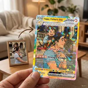 Personalized Father's Day Anime Card, Custom Photo Card, Birthday Gift for Him, Wedding Anniversary Gift, New Dad Gift Gift for Dad