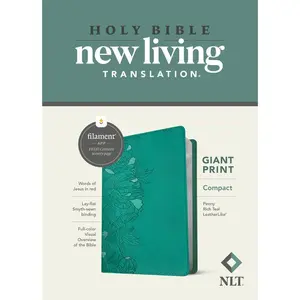 NLT Compact Giant Print Bible, Filament Enabled (Leatherlike, Peony Rich Teal, Red Letter) -- New Living Translation - Bible