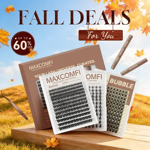 MaxComfi Aurora Mira Bubble Manga Lashes - 0.03mm Fluffy False Eyelashes, Beginner-Friendly Strip-Type, Thin Band, Waterproof, Soft, Long-Lasting for Natural Airy Cute Look, with Adhesives, Acrylic Resin, Sunscreen, US-Made for Daily Makeup Routine,family