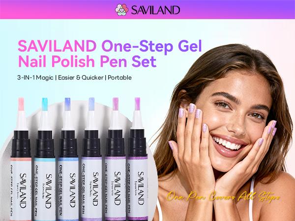 SAVILAND 5-in-1 Gel Nail Polish Pen, Aurora Effect Gel Nail Pen with Base Color Top Coat in One, Easy Apply UV/LED Curing Nail Polish Pen, Travel-Friendly No-Mess Manicure for DIY Nail Art Gel Nail Supplies Glossy SAVILAND 5-in-1 Gel Nail Polish Pen, Aurora Effect Gel Nail Pen with Base Color Top Coat in One, Easy Apply UV/LED Curing Nail Polish Pen, Travel-Friendly No-Mess Manicure for DIY Nail Art Gel Nail Supplies Glossy