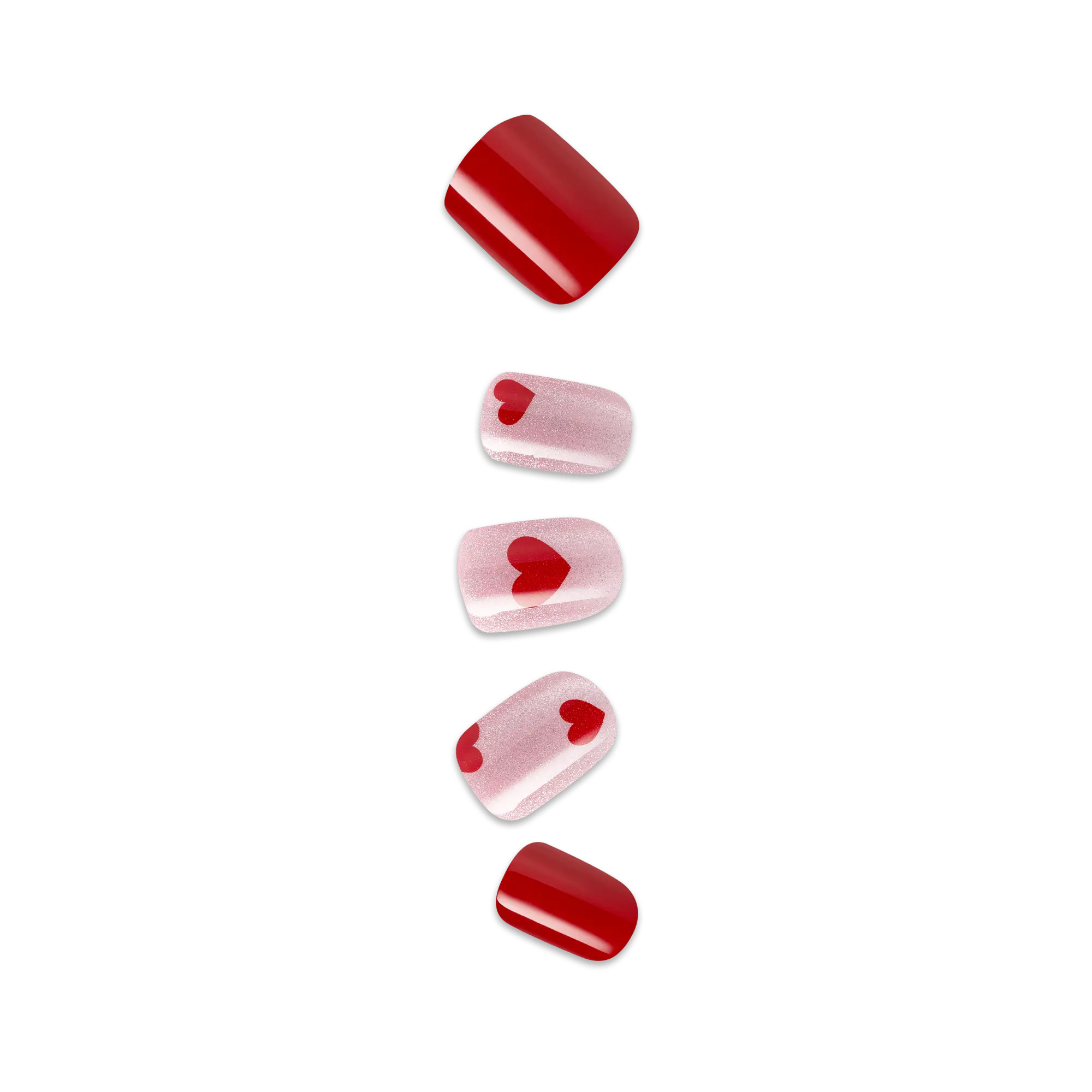 Impress Design No Glue Fake Press On Nails - Good 4 You | Design, Pink & Red, Short, Squoval, Manicure