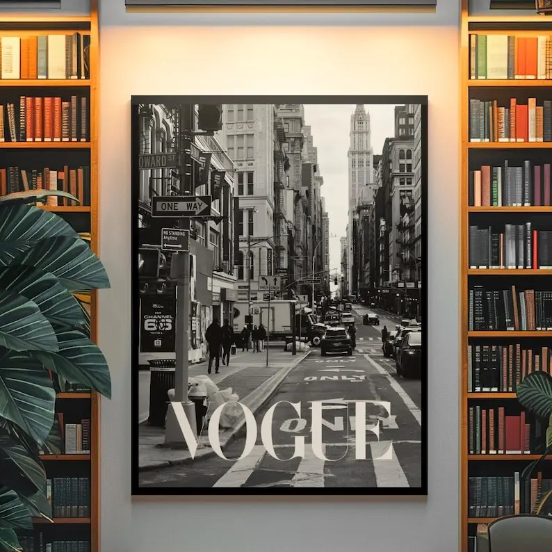 Vintage VOGUE New York City Wall Mount, Timeless Vacation Spot Wall Art, Minimalistic Fashion Living Room Aesthetics  Bedroom Decor