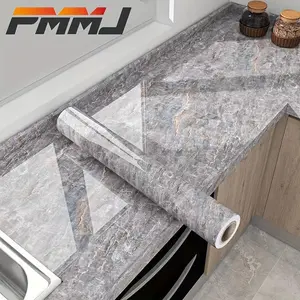 1PC Marble wall Paper （15.75"x78.7"inch）, Self-Adhesive Countertop Peel and Stick Wallpaper, Waterproof Removable Vinyl Film for Kitchen Countertops Cabinets Backsplash, Marble Pattern Wallpaper (Elegant White/Grey/Glossy White, Multiple Styles)
