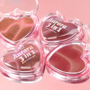 USHAS Heart-Shaped Multi-Functional Color-Changing Blush Cream Cosmetic - 3D Makeup Effect, Combines Eyeshadow, Blush, Lip Gloss, Compact Design, Ideal Travel & Everyday Use
