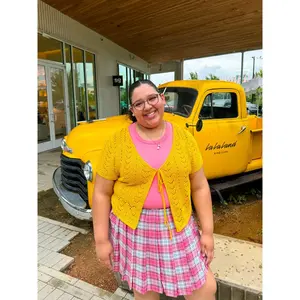 Honey Crochet Cardigan in yellow (1x-3x)