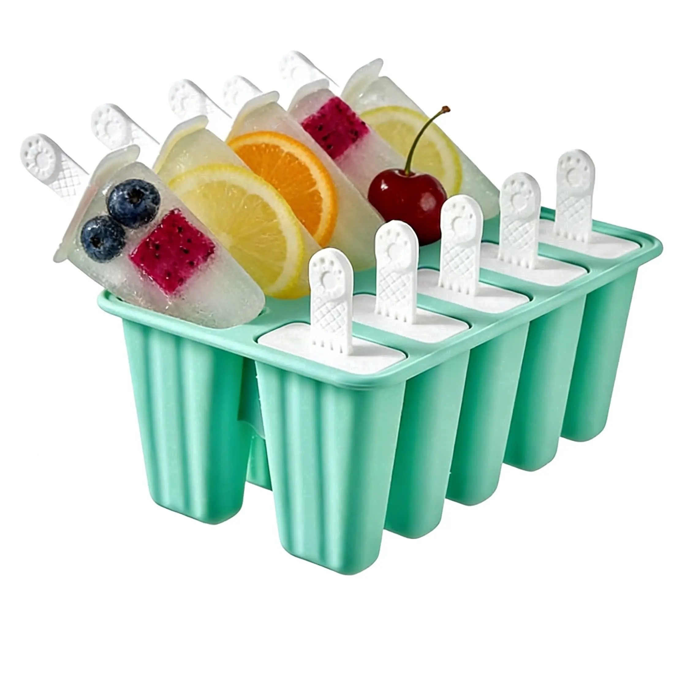 10-Piece Silicone Popsicle Mold Set - 3.3oz Reusable Easy-Release Lolly & Ice Cream Moulds, Kitchen Utensil for Kids' DIY Fun, Enhances Reusability