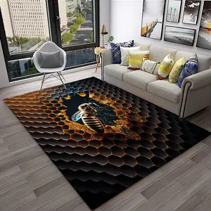 2D Illusion Honeycomb Portal & Scorpion Flannel Area Rug - Oversized Soft Plush Mat for Living Room & Game Room, Non-Slip Optical Illusion Home Decor #2DIllusionRug #OpticalIllusionDecor #GameRoomCarpet #FlannelMat #NonSlipRug