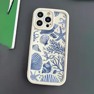 Antique Shell TPU Case with Clam and Coral Design, Precise Cutouts for iPhone 6 to 16 Pro Max, Durable Shockproof Protection