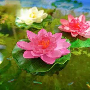 5 artificial lotus flowers, 10cm, for traditional fish keeping.Decorative flowers for ponds and fish tanks.Colorful artificial flowers, artificial water lilies, and dried flowers
