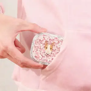 Pink Floral Bull Terrier Printed Retainer Box Popular Denture Storage Case Multi Scene Orthodontic Retainer Box Large Capacity Moisture Proof Drop Resistant Storage Holder