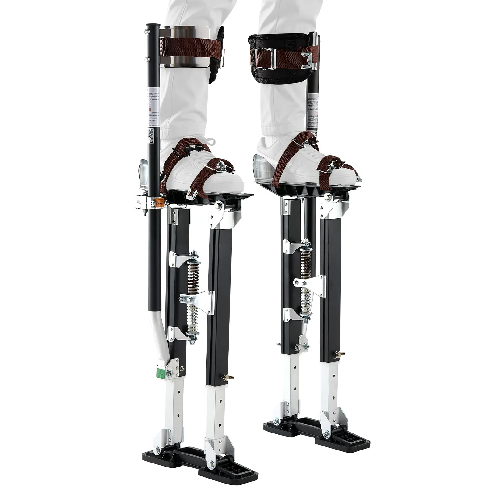 【SummerFinds】VEVOR Drywall Stilts, 19.1–31.1 in Adjustable Aluminum Painter Stilts, 228 lbs Load Capacity, Non-Slip Rubber Feet, Dual Spring Shock Absorption, Comfortable Leg Straps for Painting, Decoration, Black