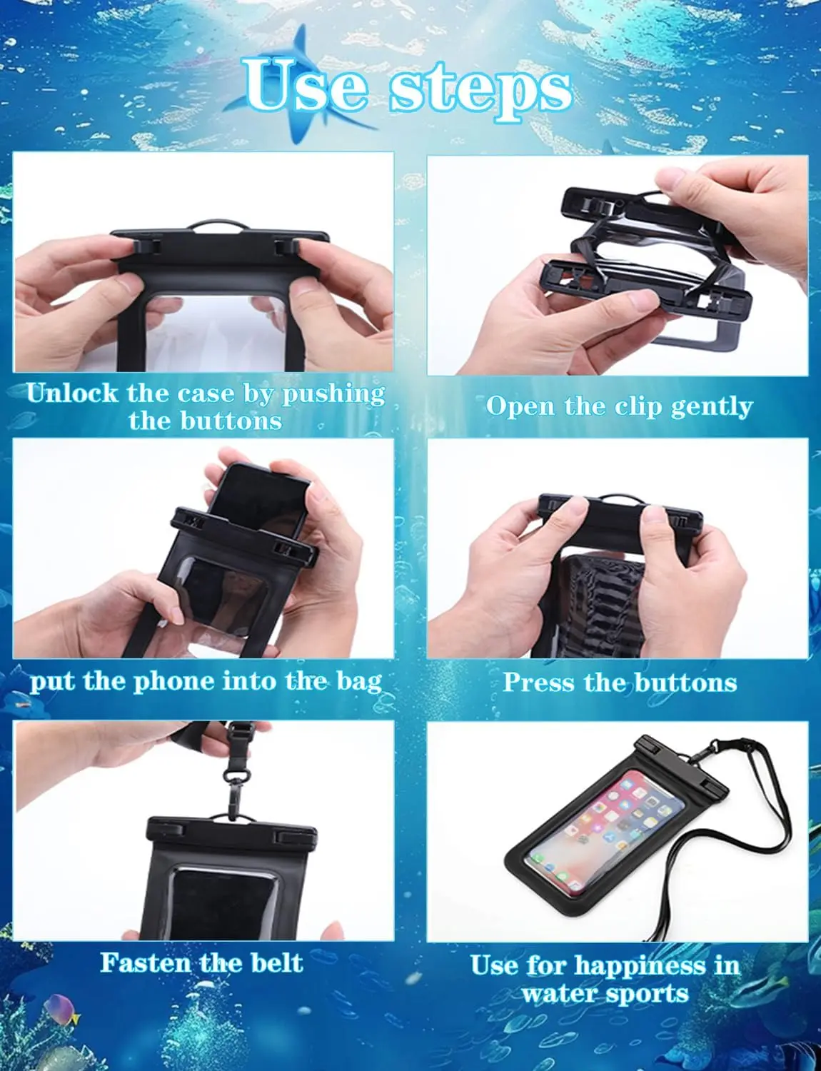 Famoby Up to 8.3" 5 Pack Multicolor Universal Waterproof Phone Pouch, Phone Waterproof Case Dry Bag,Protection Level: IP68,Outdoor Sports for Apple iPhone,Samsung,and More,Black,Blue,Pink,Orange,Green Famoby Up to 8.3" 5 Pack Multicolor Universal Waterproof Phone Pouch, Phone Waterproof Case Dry Bag,Protection Level: IP68,Outdoor Sports for Apple iPhone,Samsung,and More,Black,Blue,Pink,Orange,Green