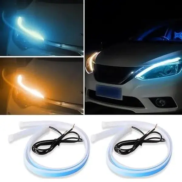 2Pcs Car LED Headlight Strips - Super Bright Flexible Waterproof Easy Installation LED Daytime