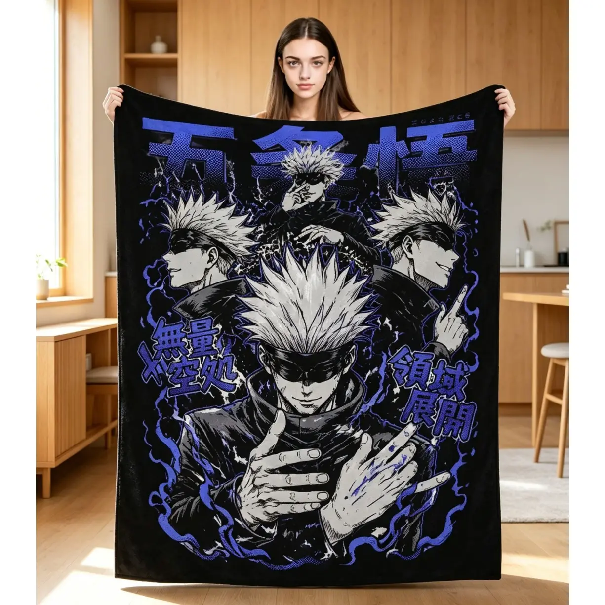 Jujutsu Kaisen Choso Flannel Blanket, Soft Cozy Throw for Adults & Kids, Blood Manipulator Figure, Sofa & Bedroom Decor