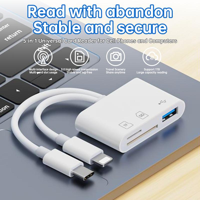 WESECUU SD Card Reader for iPhone, Digital Camera Adapter iPhone, Lightning to USB Adapter, 3 in 1 iPhone SD Card Reader, Camera Adapter to iPhone, Micro SD Card Adapter for iPhone 14/13/12/11/X/8/7/iPad