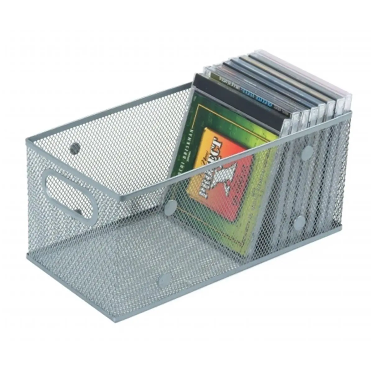 212 MAIN Portable Storage Basket, 11-inch Foldable Stainless Steel Mesh Organizer Bin with Handles for Kitchen, Pantry, and Office, Bathroom, Open Bin, 11 X 5.5 X 5, Folding Accessories, Laundry, Rectangle, Garage