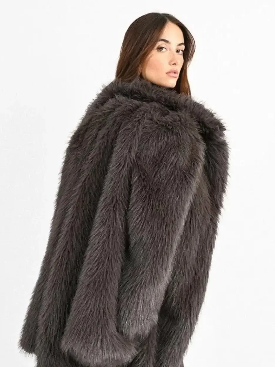 Molly Bracken Faux Fur Long Jacket