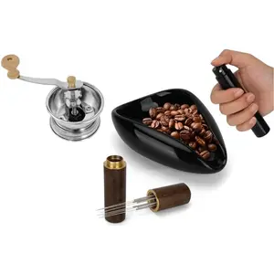 4 Pcs Espresso Accessories Set, Coffee Bean Dosing Cup, RDT Spray Bottle, Coffee Lid for Jar, Espresso Stirrer Tool, Coffee Bar Gadgets, Barista for Coffee Lovers