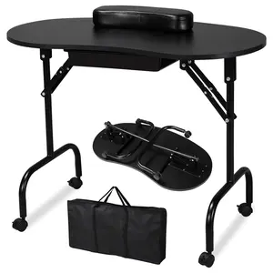 Costoffs Portable Foldable Manicure Table - Rolling Workstation with Wrist Cushion, Carry Bag, Salon Equipment for Salon, Home Use