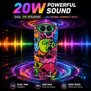 Double Mega twin Speaker with Magnetic 2-in-1 Design IPX5 Water Resistant 12H Playtime TWS Pairing BT5.3 FM Radio for Home Party Outdoor Beach Audio Stereo 20W Subwoofer