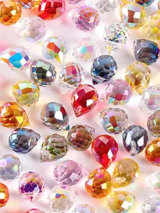 Crystal Glass Beads, 105pcs/480pcs Faceted Crystal Beads for Jewelry Making, 7/24 AB Colors Shiny Teardrop Shape Jewelry Beads Glass Beads for Necklace Bracelet Earring DIY Craft, 8x10mm with Storage Box, Crystal DIY Charms