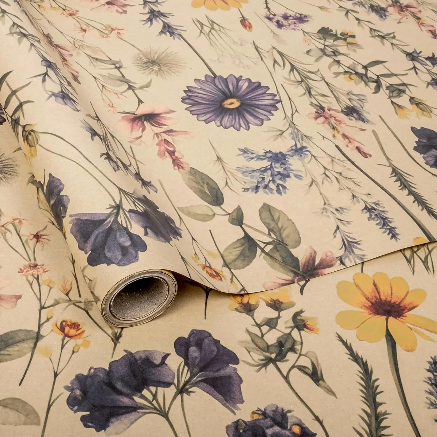 Spring Floral Wrapping Paper Roll (Roll Format, 6 Sheets, 17in Width x 20ft Length, 28.5sq.ft), Mothers Day Wraps Gifts Office Stationery, Manufacturer Warranty - Ideal for Birthday Gifting