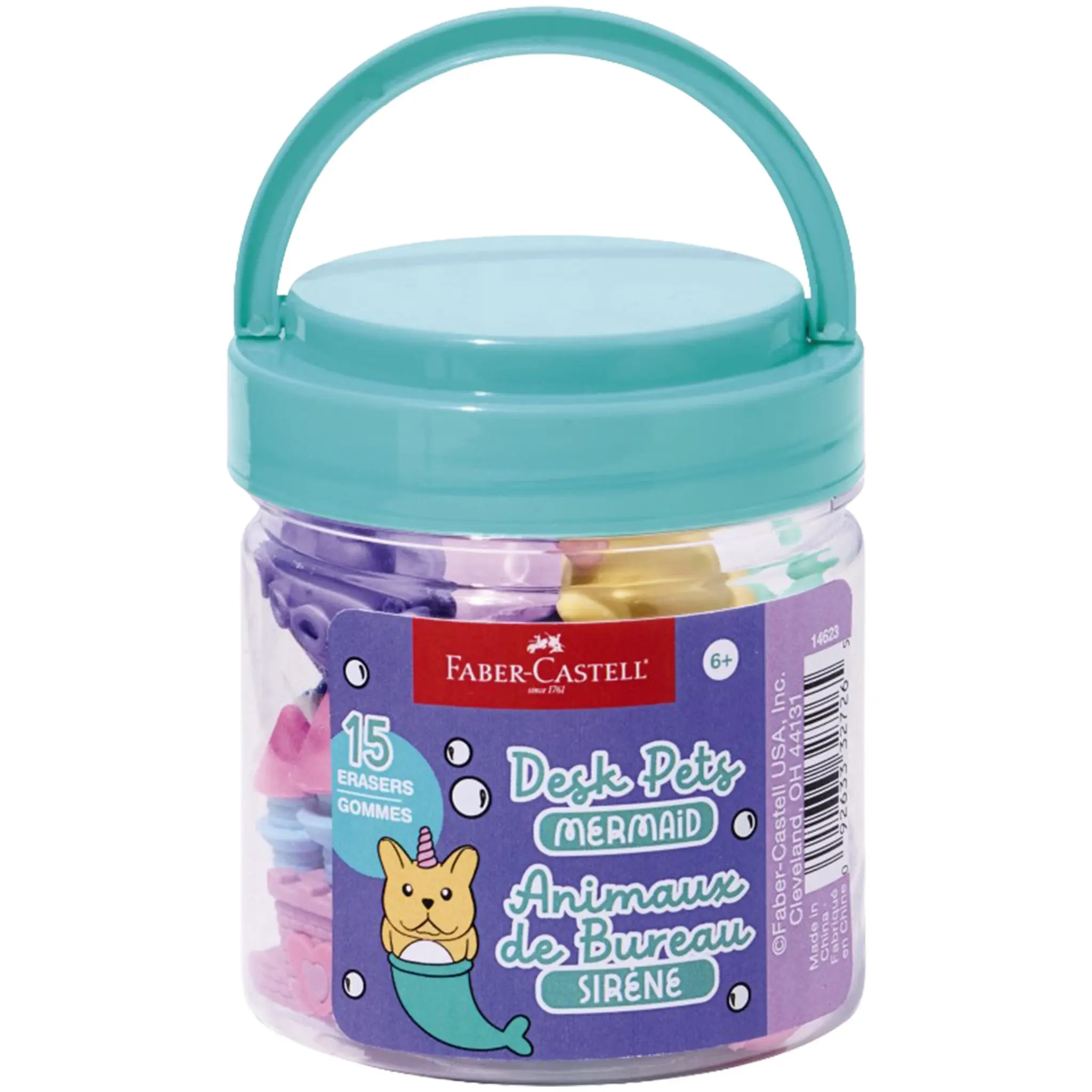 Mermaid Shaped Collectible Classroom Desk Pet - Set of 15 Mini Erasers, Ages 6+, for Encouraging Positive Behavior & Celebrating Student Achievements, Fun and Functional, #FC14623