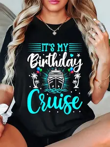 100% Cotton It's My Birthday Cruise - Cruise Vacation Birthday Party T-Shirt