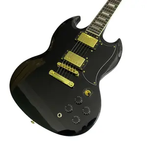 Midnight Black SG guitar Gold Bridge & Pickups ,Mahogany Neck